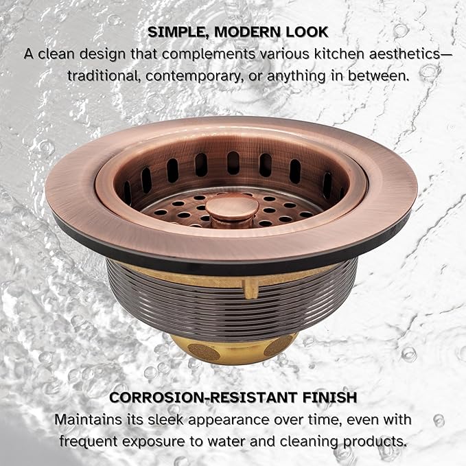 Westbrass D2145-11 3-1/2" Post Style Large Kitchen Sink Basket Strainer, Antqiue Copper (2-Pack)