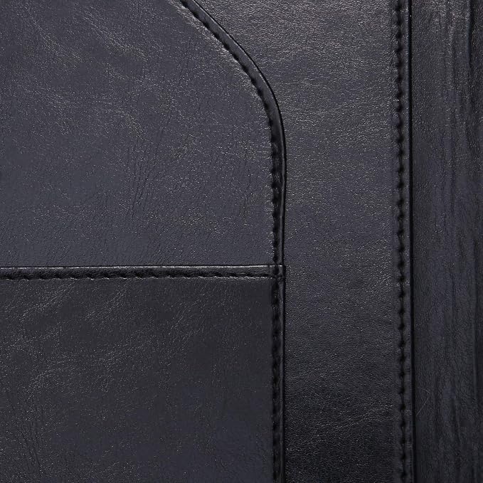 Mymazn Padfolio, Portfolio Folder, Legal Pad Holder, Resume Folder | Faux Leather Binder with Document Organizer, Business Card Holder, Letter-Size Notepad for Interview, Men & Women, Black