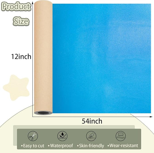 Leather Repair Patch for Furniture, 12×54 Inch Self Adhesive Leather Repair Tape, 1 Roll Vinyl Leather Repair Kit for Sofa Jackets Couches Handbags Kitchen Stools Luggage (Light Blue)