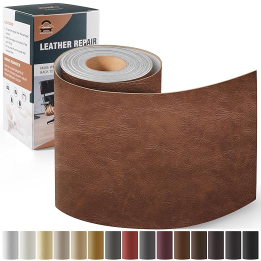 Leather Repair Kit for Furniture 4"x 63" Leather Tape Repair Patch Self Adhesive Sofa Vinyl Repair Patch Kit for Car Seat,Couch,Boat Seat,Chair - Classic Dark Brown