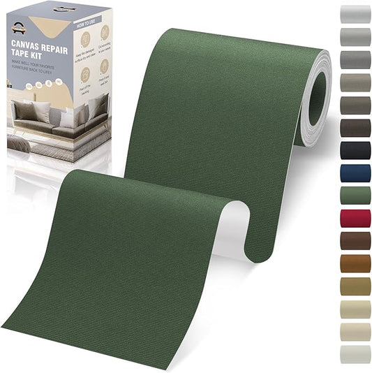 OAZ Canvas Repair Tape Self Adhesive, Army Green Fabric Patches for Furniture, 4x79 Inch Waterproof Canvas Repair Patch for Boat Covers, Sofas, Chairs, Tote Bags, Couches, Tents, Sun Shades