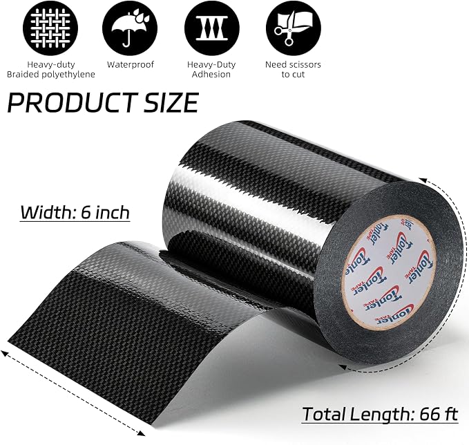 RV Underbelly Tape, Waterproof Flexible Permanent Sealing Adhesive Patch, Heavy Duty Tear Repair Tape for Mobile Home, Camper and Travel Trailer（6" x 66' ）