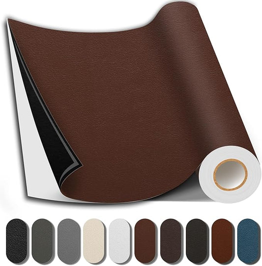 Leather Repair Patch, 17X158 Inch Repair Patch Self Adhesive Waterproof, DIY Large Vinyl Patches for Couches, Furniture, Kitchen Cabinets, Wall （Brown, 17X158 Inch）
