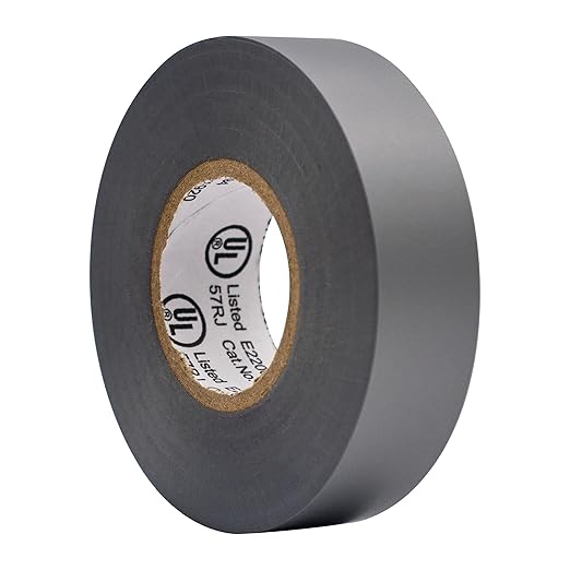 TradeGear Gray 1 Pack - UL Listed Colored Electrical Tape, 60 ft x 3/4 in, 600V, Flame Retardant, Waterproof, Rubber Adhesive - Phase Marking, Wire ID, Automotive