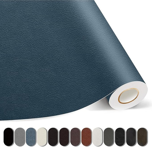 Leather Repair Patches, 35X79 Inch Self-Adhesive Leather Repair Tape, Stretch Vinyl Repair Kit for Couch Furniture Sofas Car Seats (Blue, 35X79 Inch)