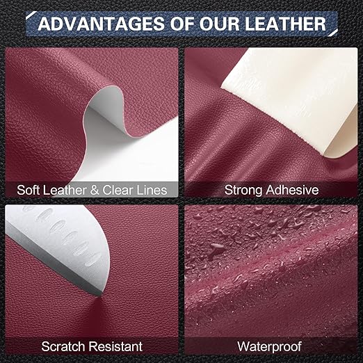OAZ Leather Repair Kit for Furniture 16"x 31.5" Leather Tape Repair Patch Self Adhesive Sofa Vinyl Repair Patch Kit for Car Seat,Couch,Boat Seat,Chair - Burgundy