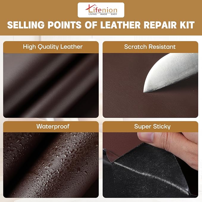 Leather Repair Patch, 17X79 Inch Self Adhesive Leather Repair Tape, Large Vinyl Patch Kit for Couches, Sofa, Furniture, Car Seats, Office Chairs, Cabinets, Handbags（Dark Brown, 17X79 Inch）