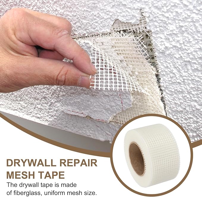 PATIKIL Drywall Repair Mesh Tape, 3 inch x 164 ft Fiberglass Repair Patch Self-Adhesive Dry Wall Joint Tape 6 Mesh Wall Hole Crack and Seam Patch, White