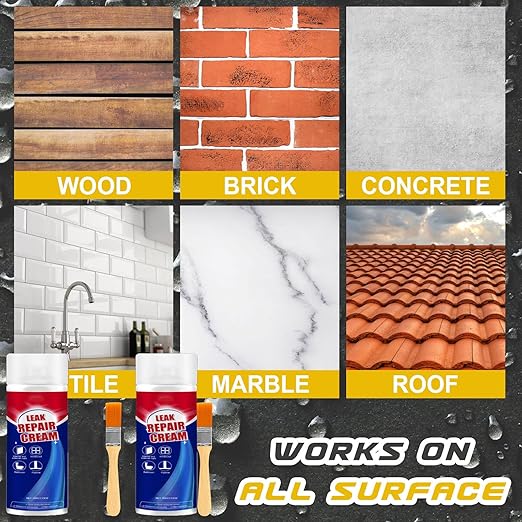 Waterproof Leak Repair Spray,Leak Repair Waterproof Sealant Spray,Patch & Seal Paint Sealant Cream for Roofs Pipes Crack (2PCS)