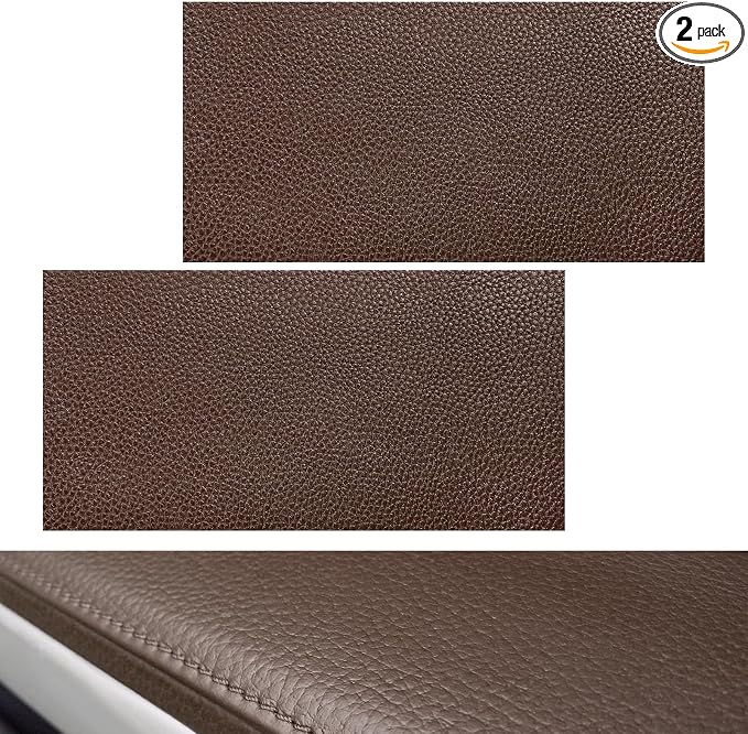 2 PCS PU Leather Patch for Car Seat Repair, 8 × 4 Inch Waterproof Auto Upholstery Cuttable Patches, Self-Adhesive Seat Leather Tape Portable Repair Kit for Vehicles (Dark Brown)