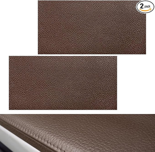 2 PCS PU Leather Patch for Car Seat Repair, 8 × 4 Inch Waterproof Auto Upholstery Cuttable Patches, Self-Adhesive Seat Leather Tape Portable Repair Kit for Vehicles (Dark Brown)