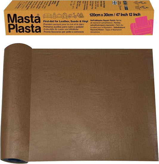 MASTAPLASTA Original Leather Repair Tape - Tan 47.5in x 12in (120 x 30cm). Upholstery-Quality. Quick and Easy Leather Repair Patch Self Adhesive for Couch, Leather Patches for Car Seats
