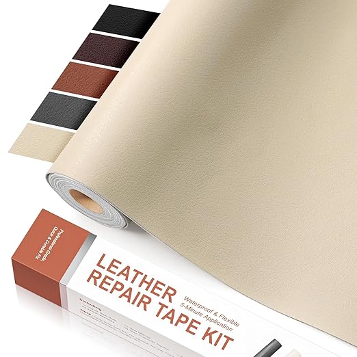 15.7 x 78.7in Beige Leather Tape, self-Adhesive Leather Repair Patch, for car seat Repair, Vinyl Repair kit, Suitable for Sofas, Furniture, Seats,Strong Adhesive Leather Repair Tape
