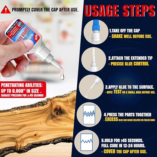20g Medium-Thick CA Glue (500 CPS), Instant Clear Cyanoacrylate Glue for Wood, Glass, Metal, Paper, Leather, Plastic, Ceramic, Rubber, Jewelry, Woodworking, Hobby Models, and Craft Project