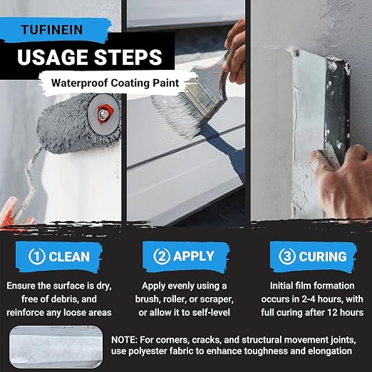 Rubber Liquid Waterproof Sealant, TUFINEIN 11 LB/5 KG Neutral Gray Quick Drying Multi Surface Foundation Leak Repair - Roof Gutters Basement Sealer Waterproof - Indoor & Outdoor Flexible Rubber Paint