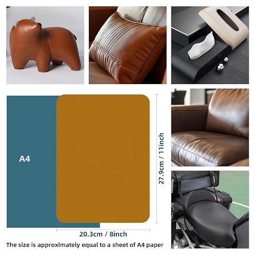 WILDREEDS 2 Pcs 8 x11 Inch Leather Repair Patches, Self-Adhesive Leather Patch for Sofas, Couch, Furniture,Tote Bags, Car Seats (Tan)
