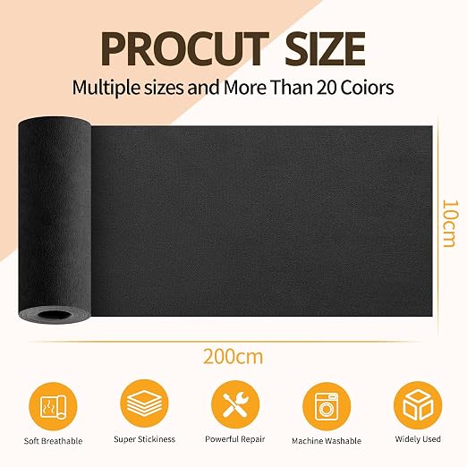 Fabric Repair Tape, Self-Adhesive Couch Patch Repair Fabric Patches for Furniture, Couch Repairing Kit Tape for Upholstery, Carpets, Chairs, Sofas, Pillows Microfiber Velvet 4x79 Inch Black