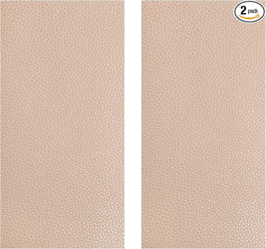 2 PCS Leather Repair Patch Tape, 4 x 8 Inch PU Vinyl Repair Patches for Car Upholstery Seat, Waterproof Self Adhesive Leather Tape Repair Kit for Furniture Couches Chairs (Khaki)