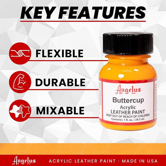 Angelus Acrylic Leather Paint, 1 Fl Oz (Pack of 1), Buttercup