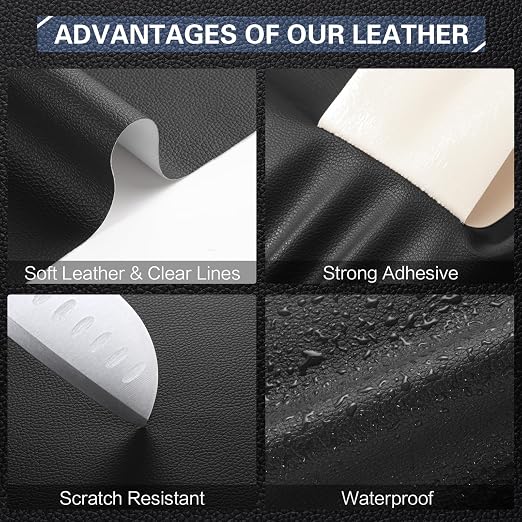 Leather Repair Kit for Furniture 16"x 63" Leather Tape Repair Patch Self Adhesive Sofa Vinyl Repair Patch Kit for Car Seat,Couch,Boat Seat,Chair - Black