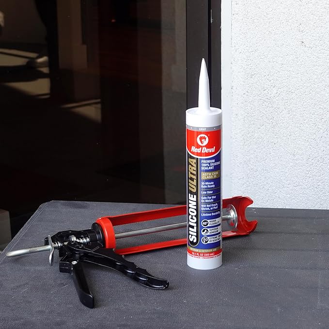 Red Devil 078050 Silicone Ultra 100% RTV Silicone Sealant, 10.1 oz., Gray, 12 Pack