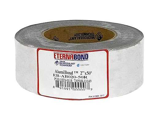 EternaBond AlumiBond 2" x50' MicroSealant Tape with 4mil Aluminum Backer | 21 mil Total Thickness | EB-AB020-50R - One-Step Durable, Waterproof and Airtight Repair