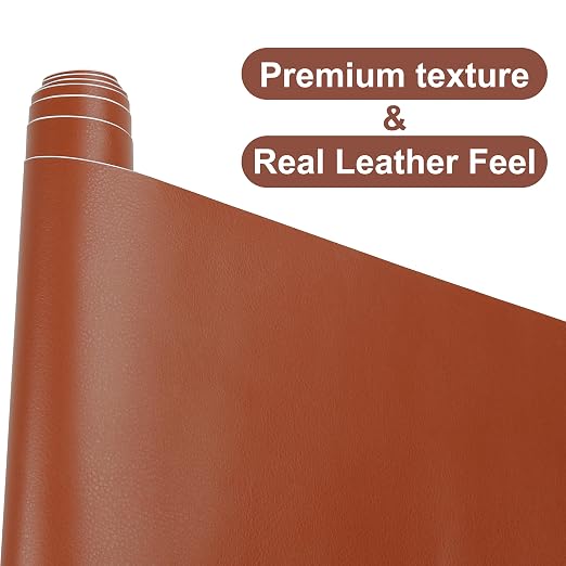 Leather Repair Patch,17X120 Inch Leather Repair Tape,Large Self Adhesive Leather Patches for Furniture, Couches,Car Seat,Chair Light Brown