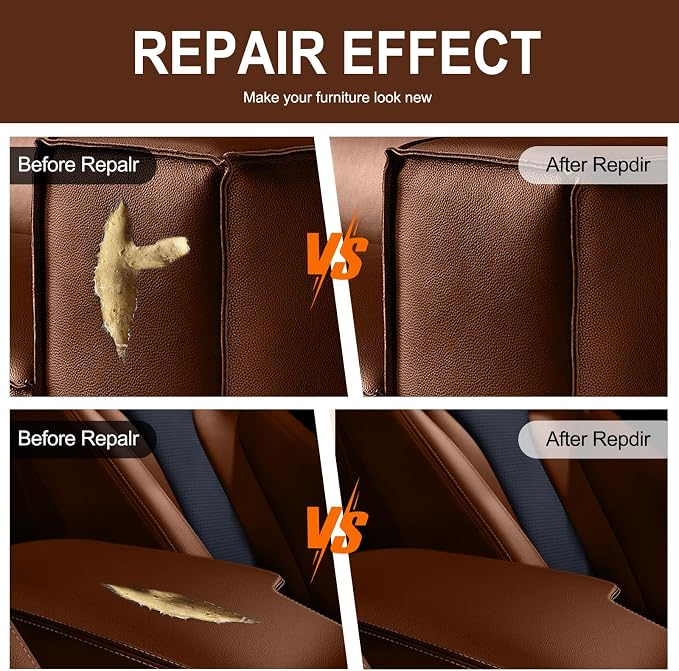 Leather Repair Patch 15.7x40 inch Large Self-Adhesive Vinyl DIY Leather Repair Kit for Sofa Car Seats Chairs Shoes Bags Damaged Furniture (Brown）