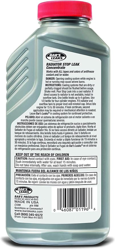 Bar's Leaks 1196 Radiator Stop Leak - 11 oz. , Grey