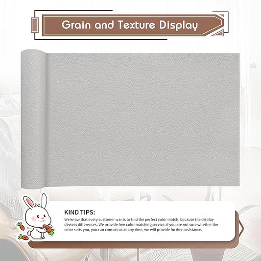 KING MOUNTAIN Leather Repair Patch,16 x 60 Inches self Adhesive Leather Repair Tape for Damaged Leather Furniture, Sofa Seating,Car Seats, Leather Goods(Light Grey)
