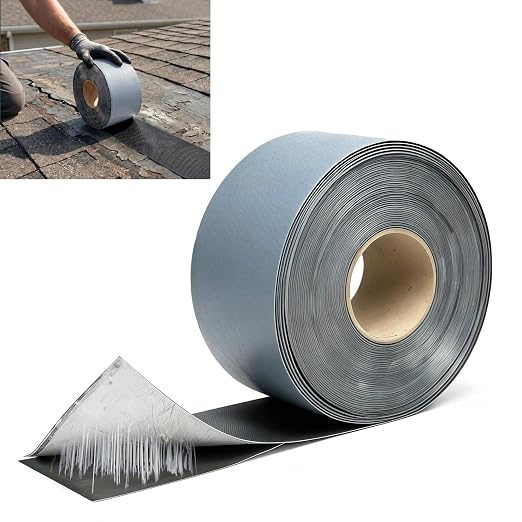 65.6ft X 4in EPDM Rubber Roofing Seam Tape, Self Adhesive Butyl Sealant Tape Waterproof Sealing Tape for Roof Patch & Repair, Peel and Stick Roofing Patch for RV, Pipe, Window Sill, Boat Sealing