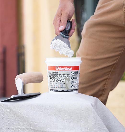 Red Devil 0450 Pre Mixed Stucco Patch, Off White, Quart, 1 Pack