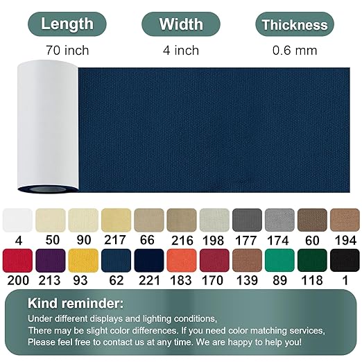 Linen Canvas Repair Tape, 4×63 Inches Blue Waterproof Self-Adhesive Patch for Outdoor Gear, Durable Fabric Tape for Boat Covers, Tents, Couch, Sofas, Sun Shades, Awnings, and Lounge Chairs
