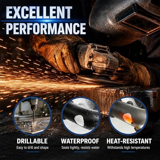 Strong Clay Iron Adhesive, Steel Reinforced Epoxy Putty, Repair Putty Waterproof, Heat Resistant Drillable, Filler for Metal PVC Pipe, Plastic Wood Ceramic, Easy Operation, Strong Adhesion (1PCS)