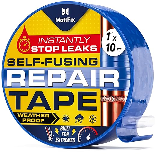 Self Fusing Silicone Tape – 1" x 10' – Waterproof Tape for Emergency Repairs – Weatherproof, Heat and Chemical-resistant – For Plumbing, Pipes and Hoses repairs, Automotive, Electrical & Outdoor Use