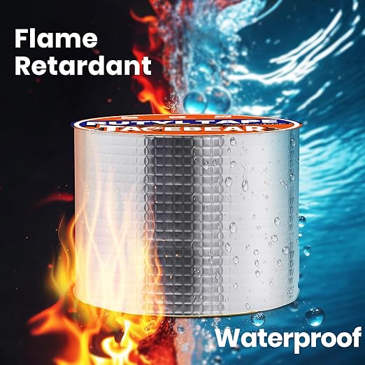 TAPEBEAR Butyl Tape 20inch x16feet, Aluminum Duct Sealing Tape Waterproof Sealant Repair Tape for RV Roof, Boat and Pipe Sealing, Glass & EDPM Roof Leak Patching