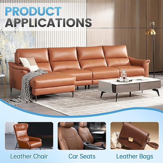 Leather Repair Patch Tape Kit, 3" x 80" Self Adhesive Leather Repair Patch for Furniture, Vinyl Kit for Car Seat, Chairs, Couch, Sofa, Boat Milky White