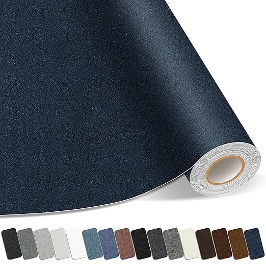 Suede Repair Patch, Large Self-Adhesive Fabric Repair Tape, Suede Fabric Repair Patch for Couch, Furniture, Car Interior, Sofa and Cushion(Dark Blue, 3.5X79 Inch)