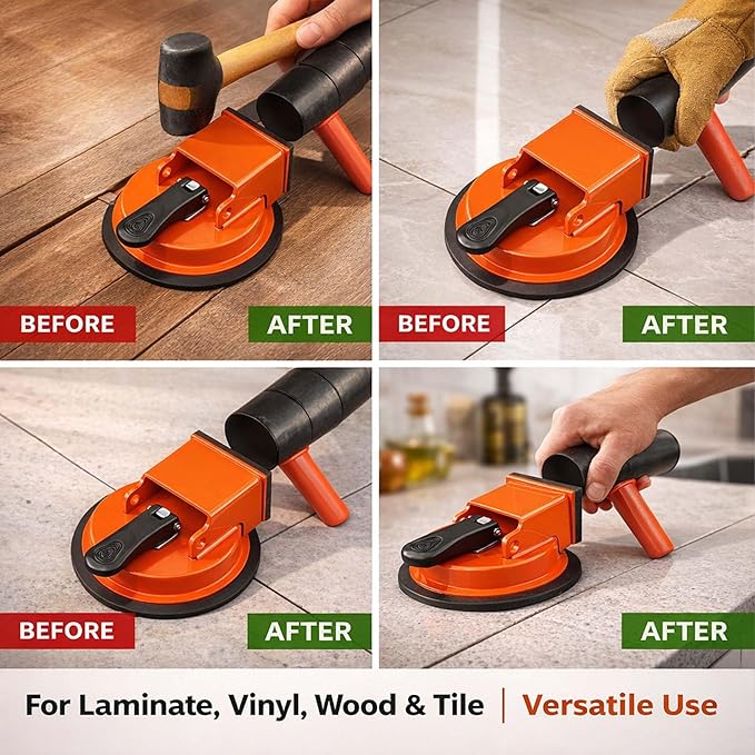 2026 New Floor Suction Repair Tool For Vinyl Plank Flooring,Heavy-Duty Suction Cup Tile Leveler,Adjustable Height Setter & Laminate Floor Gap Repair Tool, Floors Gap Fix And Seam Leveling (1PCS)