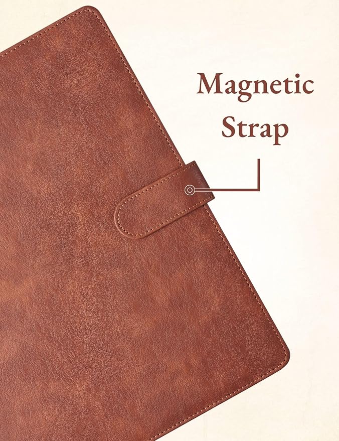 Mymazn Padfolio Portfolio Folder, Faux Leather Interview Resume Folder with Document Organizer & Business Card Holder, Letter-Sized Notepad Legal Pad Holder for Men Women (Dark Brown)