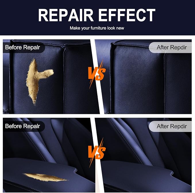 Leather Repair Patch 15.7x160 inch Large Self-Adhesive Leather Repair Tape Vinyl Leather Repair Kit for Sofa Car Seats Chairs Shoes Bags Damaged Leather Furniture (Navy Blue)
