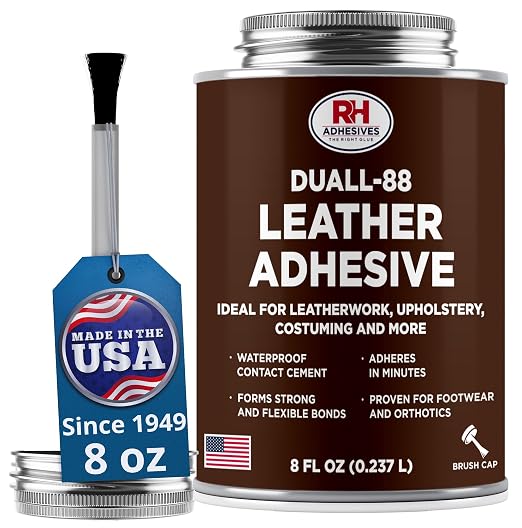 Duall-88 Leather Adhesive, 8 oz. can - Leather Repair Glue, Crafting, DIY, Upholstery, Waterproof, Heat Resistant, Flexible, Long Lasting, High Strength, RH Adhesives