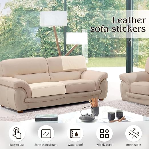 BSZHTECH Leather Repair Tape, Self-Adhesive Leather Repair Patch for Couch Furniture Sofas Car Seats, Advanced PU Vinyl Leather Repair Kit (Beige, 3.9X79 inch)