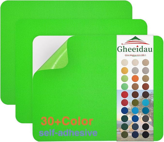 Gheeidau Canvas Repair Patch 9×11 Inch 3Pcs Waterproof Self-Adhesive Fabric Repair Patch for Tents,Boat Cover,Pop Up Canopy,Patio,Bags,Car Seats,Sofas,Furniture Cover(Fluro Green)