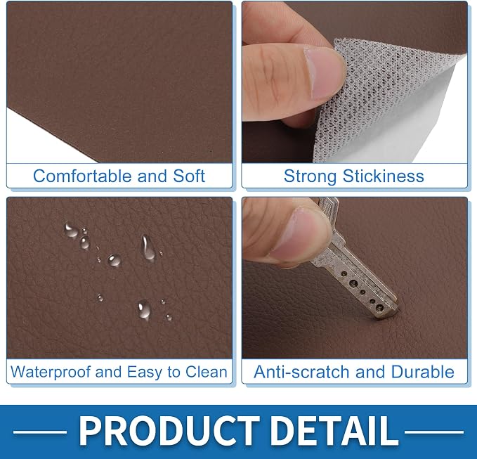 Self Adhesive Leather Repair Patch Strong Stickiness 39"x53.9" Leather Repair Tape PVC Faux Leather Light Brown 1 Pcs