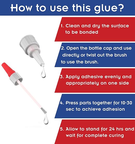 (2-in-1) Super Glue with Brush Applicator & Nozzle, 3D Printer Thick Glue for All Plastics and Fast Setting for Projects and Repairs,3000 CPS Clear Cyanoacrylate Glue, Mess Free Superglue Brush