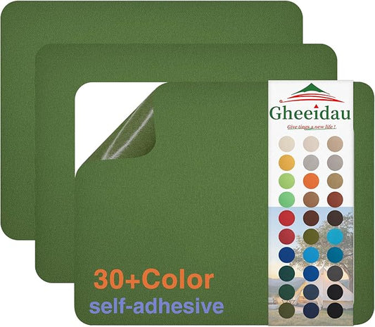 Gheeidau Canvas Repair Patch 9×11 Inch 3Pcs Waterproof Self-Adhesive Fabric Repair Patch for Tents,Boat Cover,Pop Up Canopy,Patio,Bags,Car Seats,Sofas,Furniture Cover(Army Green)
