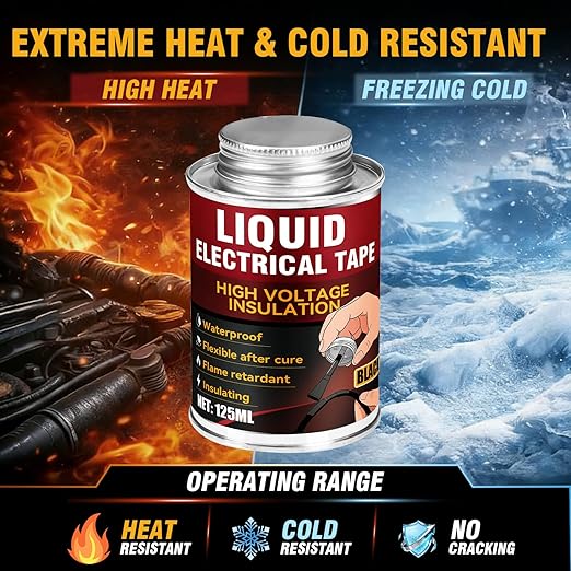 Liquid Electrical Tape – Black Liquid Wire Insulation, Waterproof & Heat Resistant Coating for Cable Repair and Electrical Sealing, Ideal for Home Flexible Wire Equipment Repair, Automotive