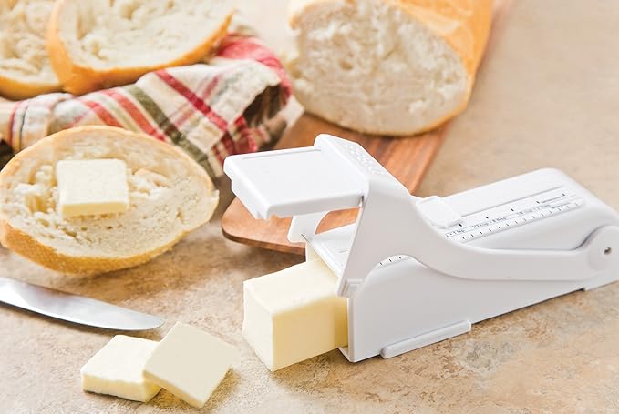 KitchenArt Buttermate Butter Cutter Slicer, Butter Measuring Dispenser and Keeper, White