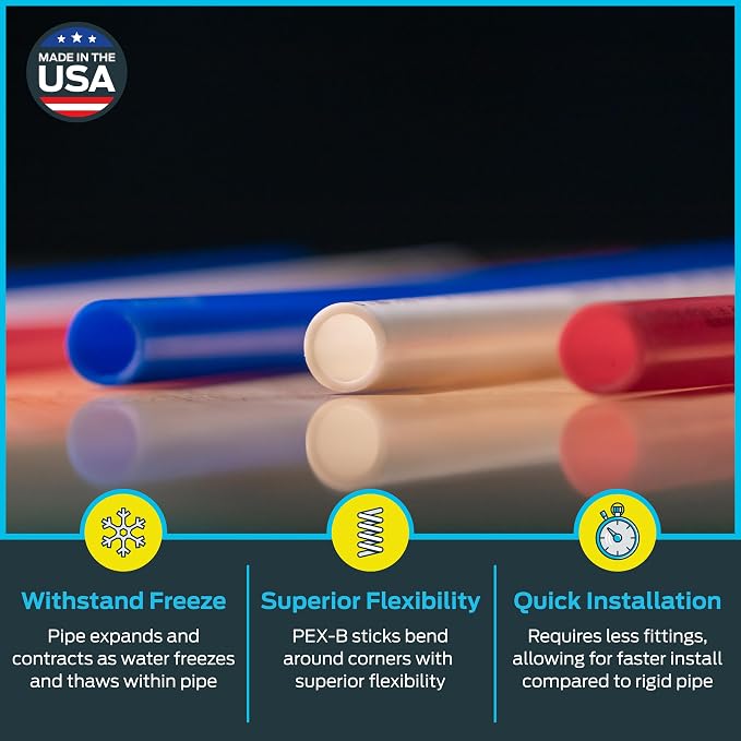 SharkBite 1 Inch x 5 Feet Blue PEX-B, Made in the USA, Pack of 5, Flexible Water Pipe Tubing for Plumbing, U880B5
